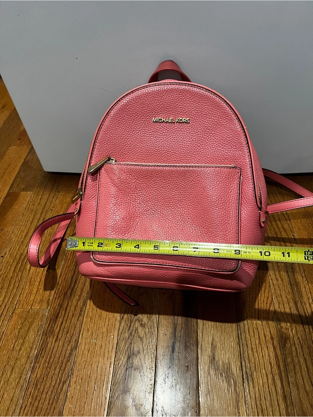 Michael Kors Coral Pink Pebbled Leather Backpack with Gold Hardware